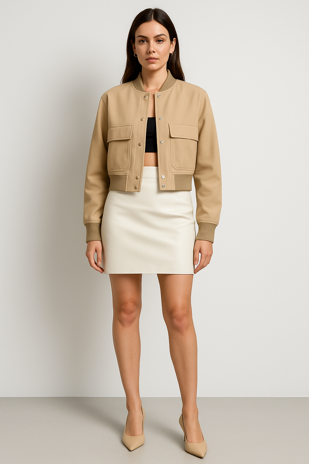 Stand Collar Large Pocket Women's Jacket