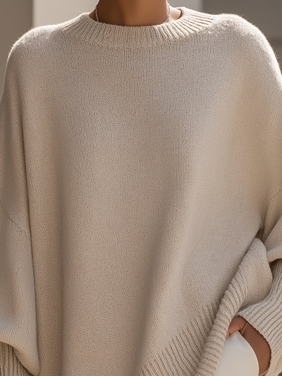 Oversized Knit Pullover Sweater for Women