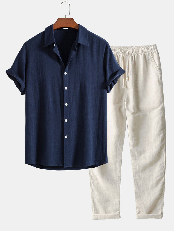 Short Sleeve Shirt and Pants Set for Men