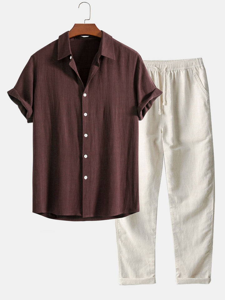 Short Sleeve Shirt and Pants Set for Men