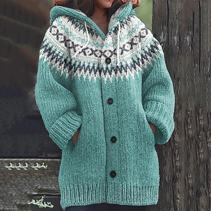 Nordic Hooded Knit Cardigan for Women