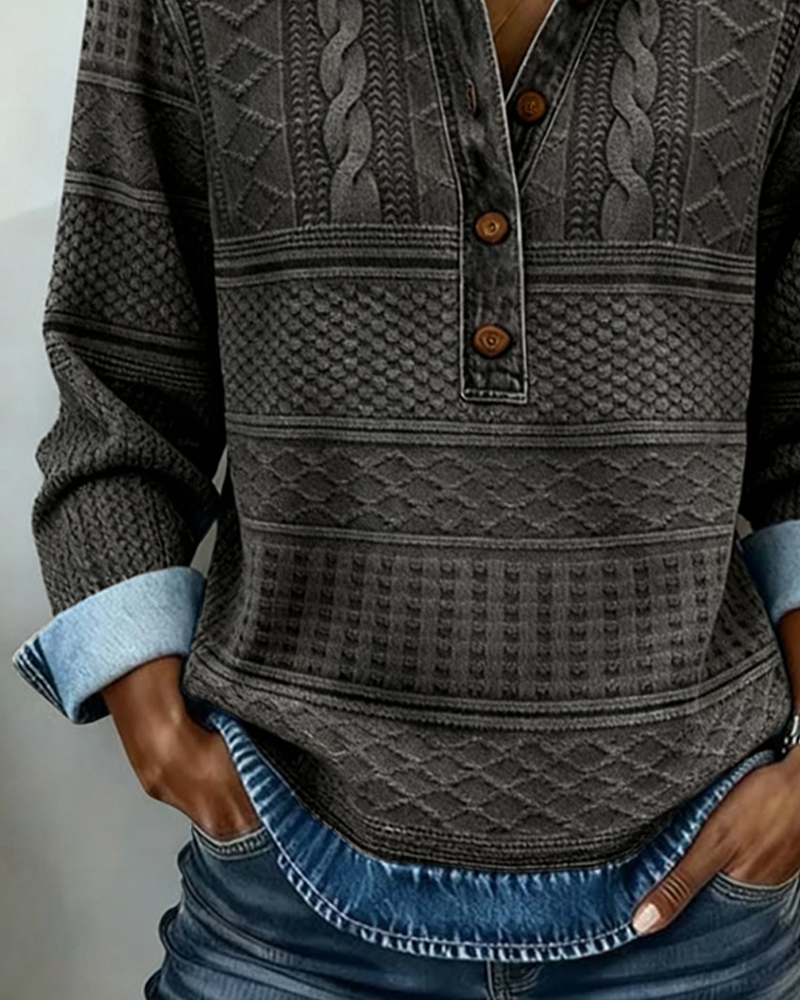 Button-Up Cable Knit Sweater for Women
