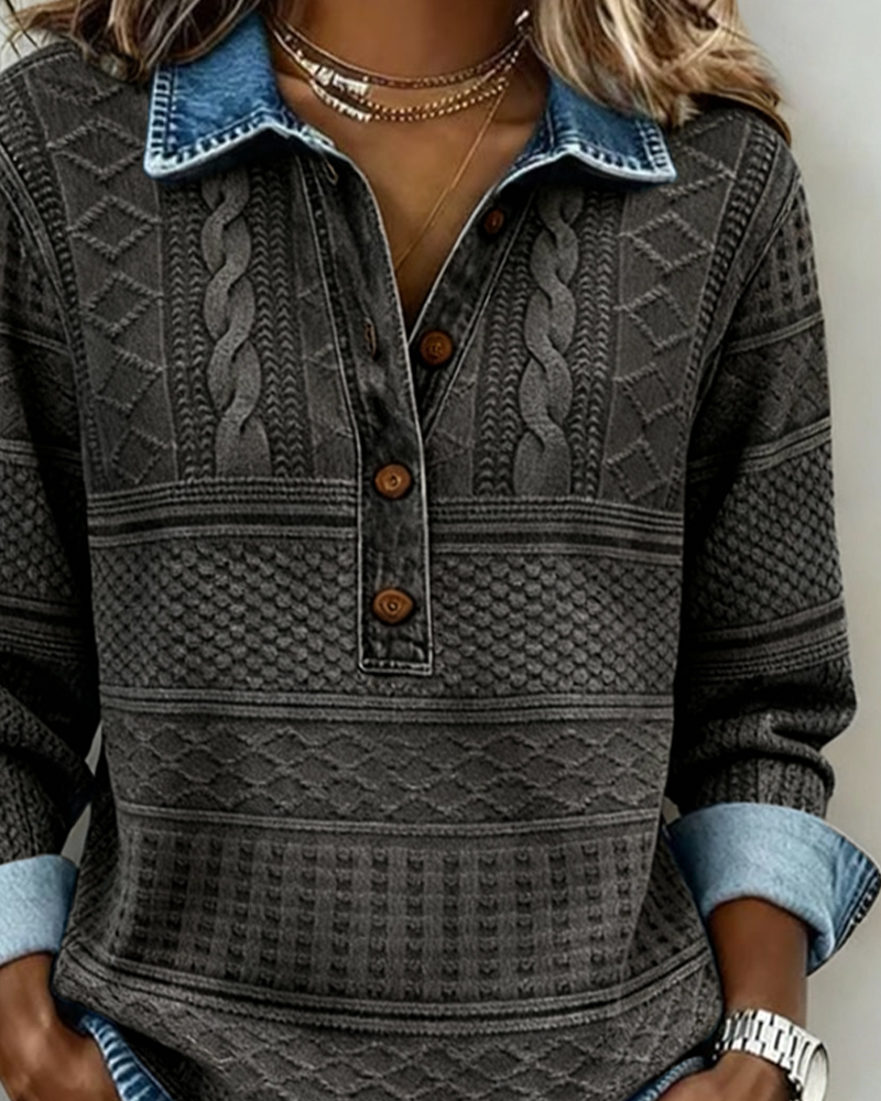 Button-Up Cable Knit Sweater for Women