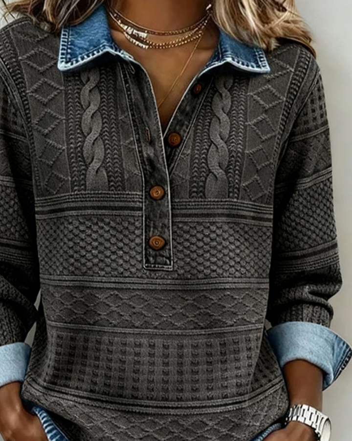 Button-Up Cable Knit Sweater for Women