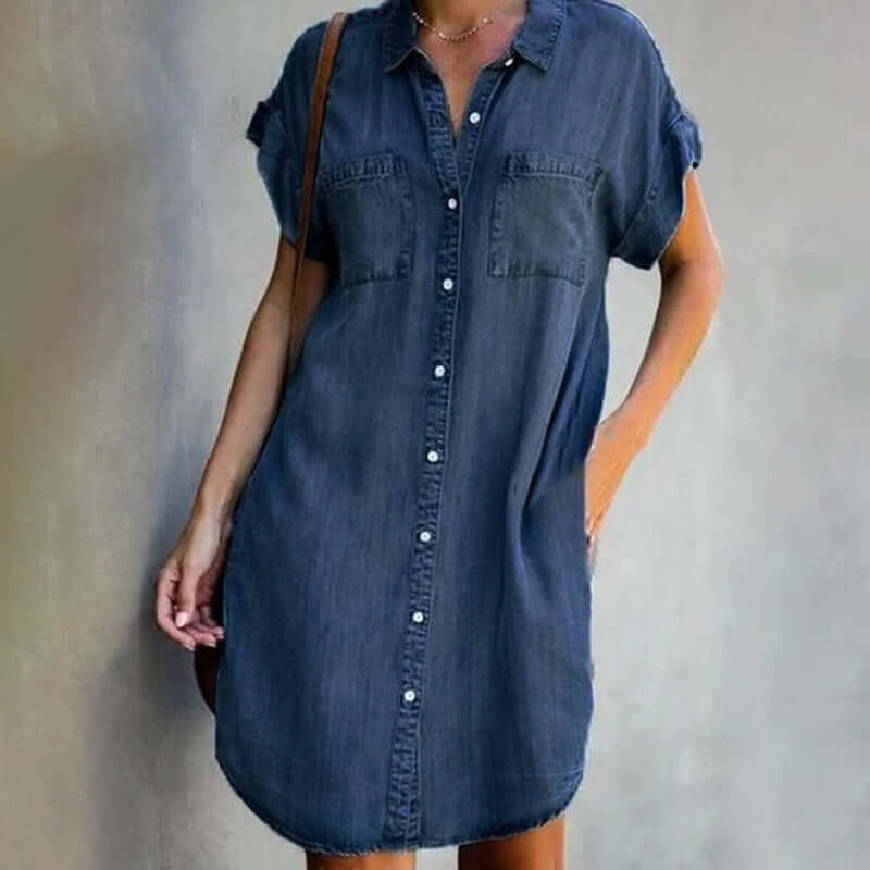 Stylish Denim Midi Dress with Flattering Fit