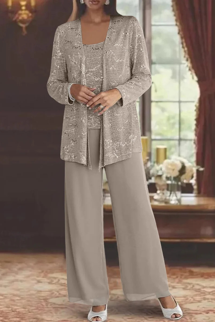 Three-Piece Wide-Leg Trouser Set for Women