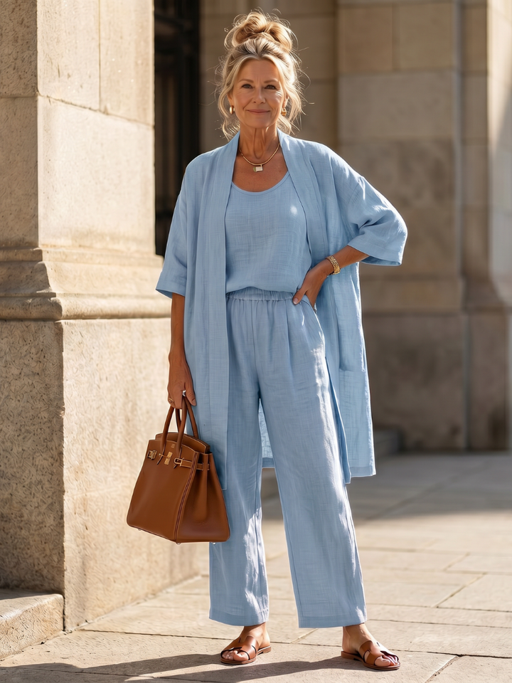 3 Piece Cardigan and Wide Leg Set for Women