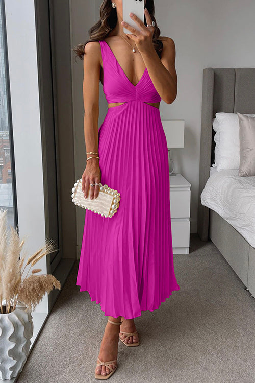Pleated Skirt Midi Dress for Women