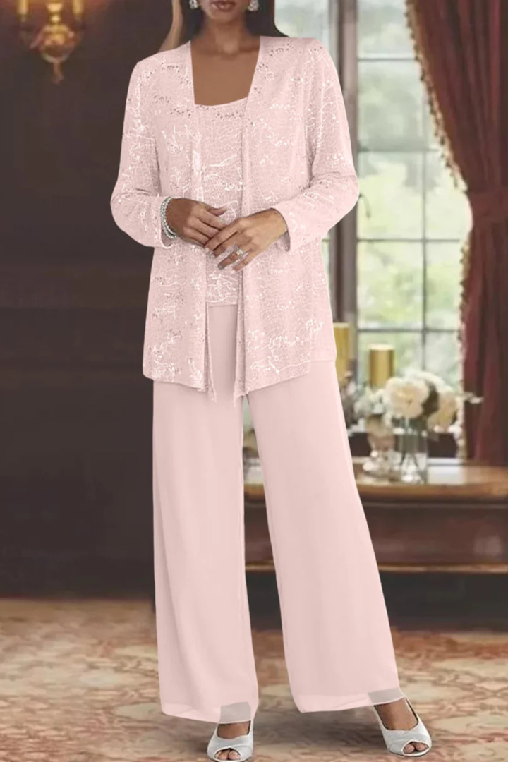 Three-Piece Wide-Leg Trouser Set for Women