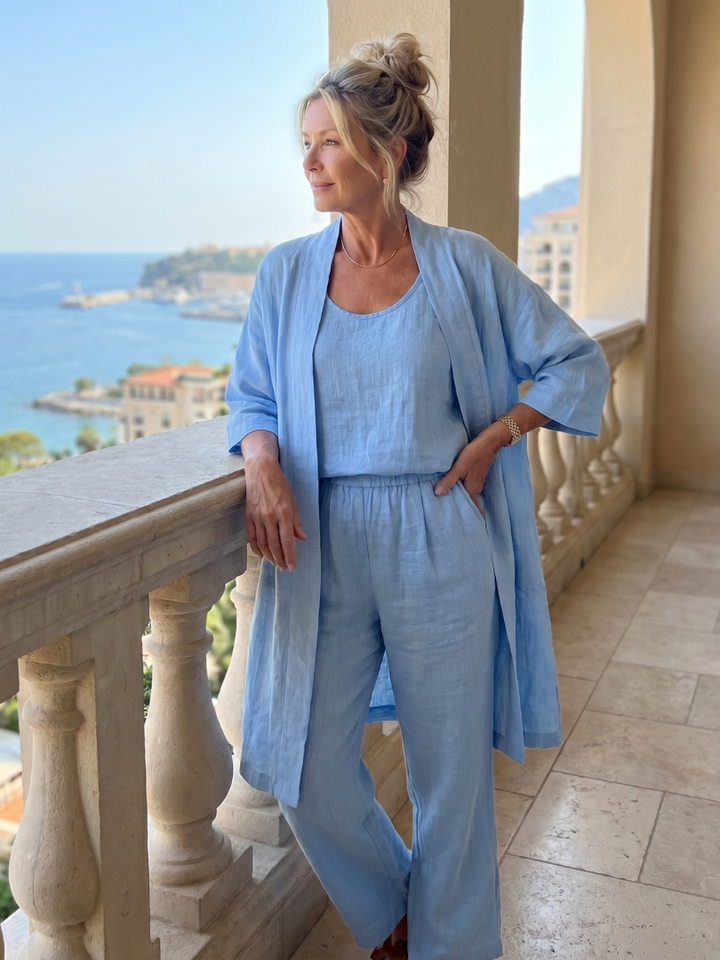 3 Piece Cardigan and Wide Leg Set for Women