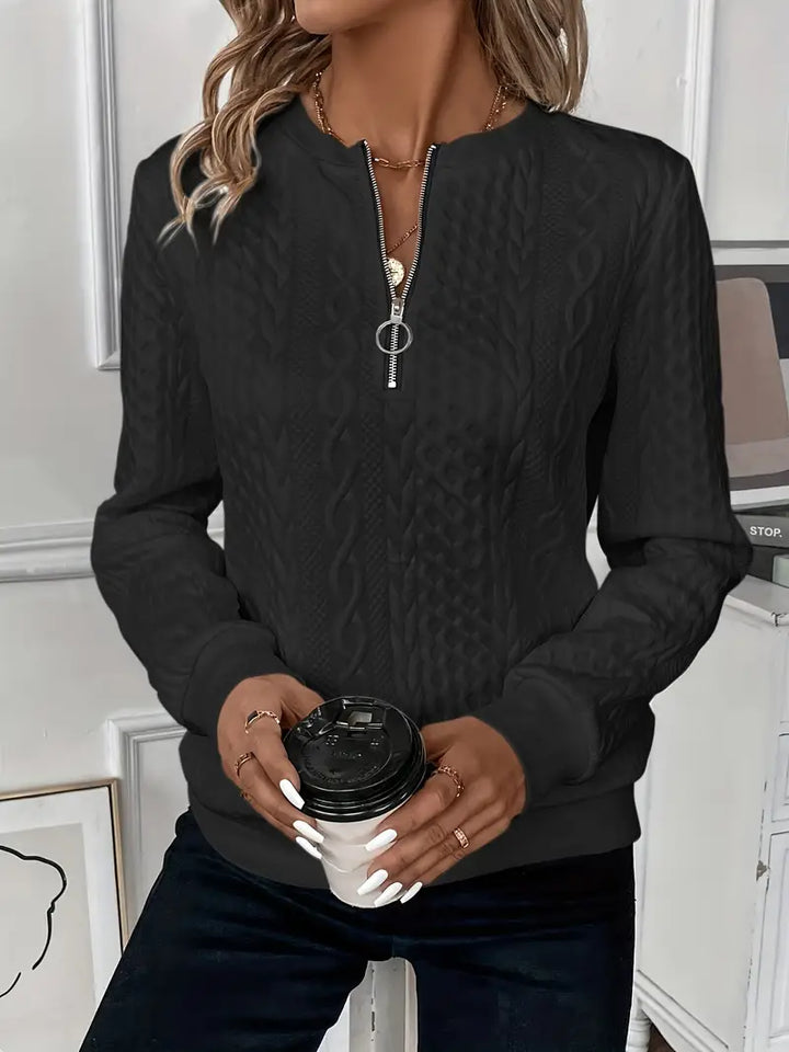 Zip-Front Knit Sweater for Women
