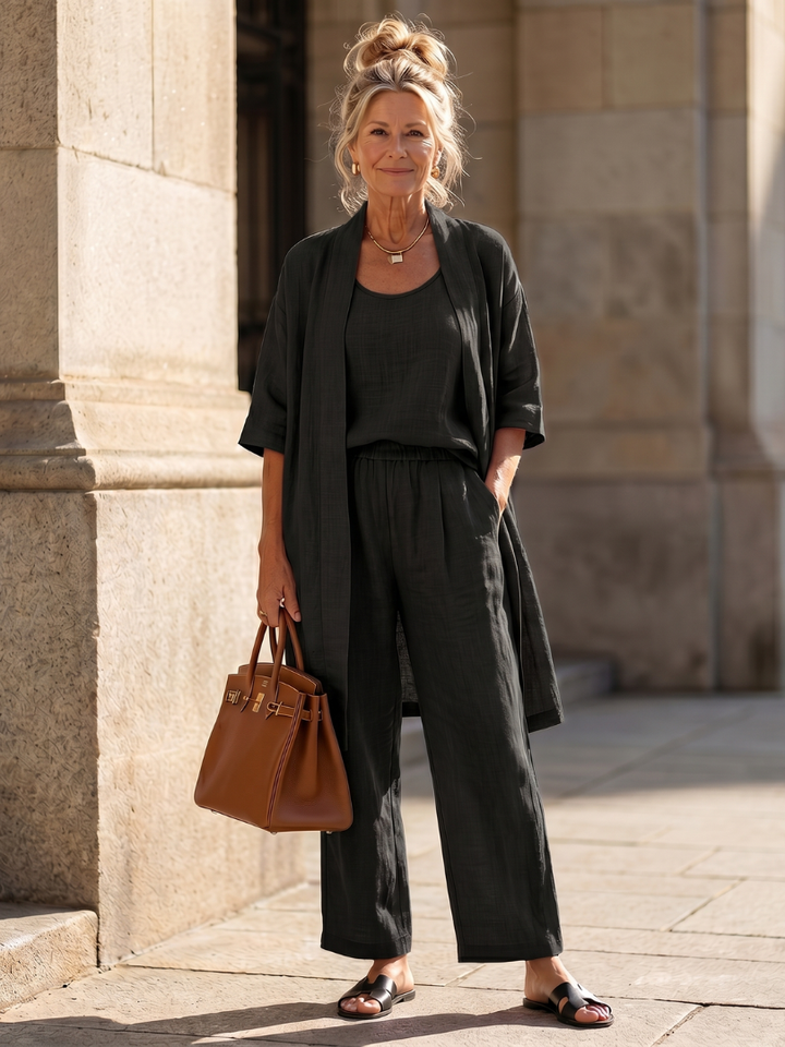 3 Piece Cardigan and Wide Leg Set for Women