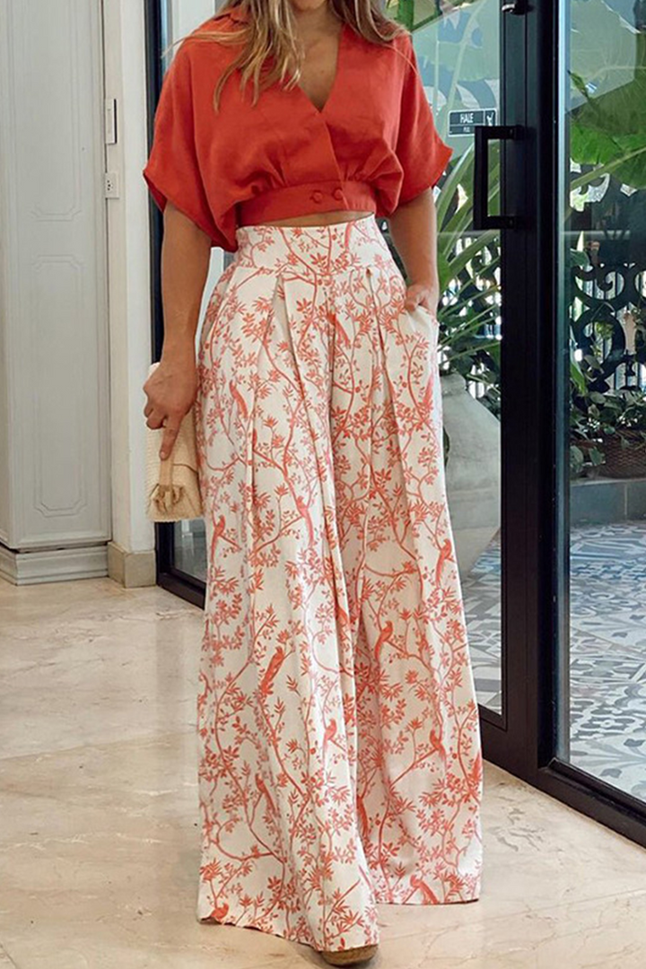 Two-Piece Top and Trouser Set for Women