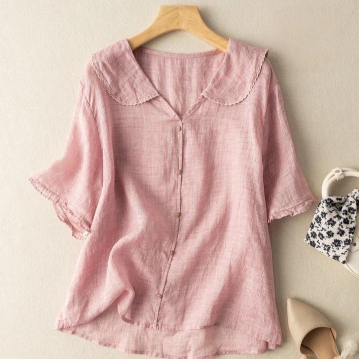 Relaxed Fit Short Sleeve Blouse for Women