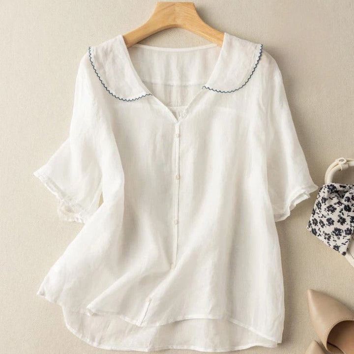 Relaxed Fit Short Sleeve Blouse for Women