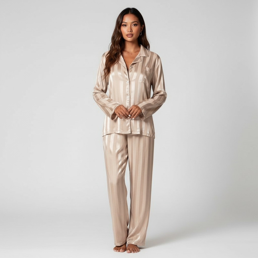 Satin Shirt and Pants Pyjama Set for Women