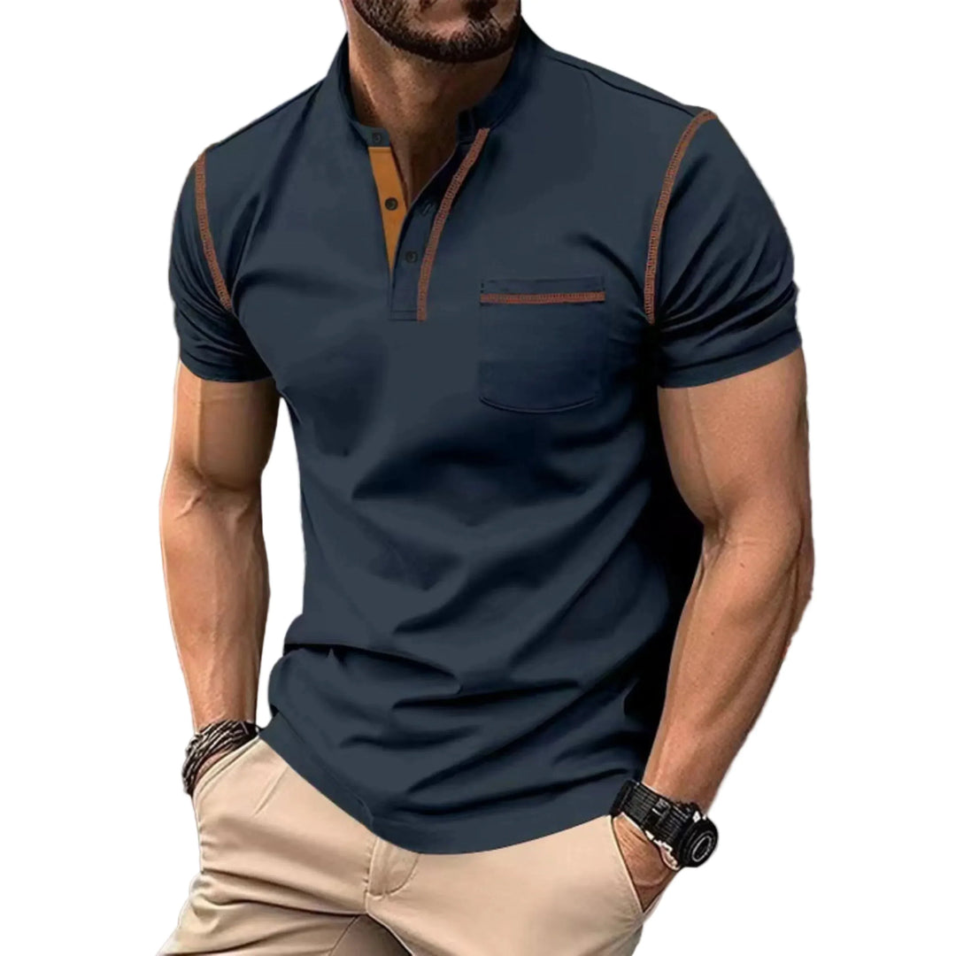 Contrast Trim Zip Neck Polo Shirt for Men
