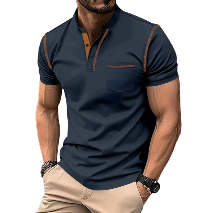 Contrast Trim Zip Neck Polo Shirt for Men