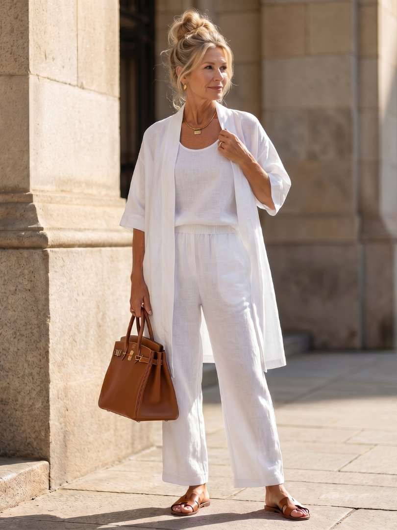 3 Piece Cardigan and Wide Leg Set for Women