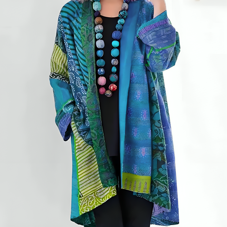 Patchwork Open Front Cardigan for Women