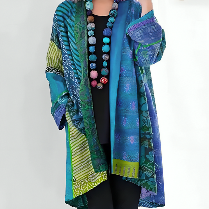 Patchwork Open Front Cardigan for Women