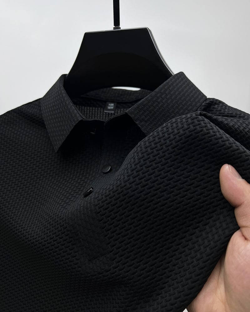 Textured Short Sleeve Polo Shirt for Men