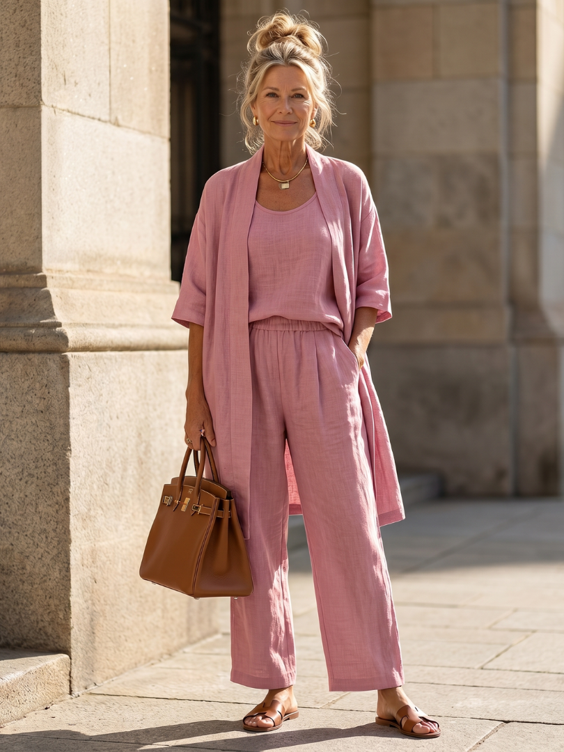 3 Piece Cardigan and Wide Leg Set for Women