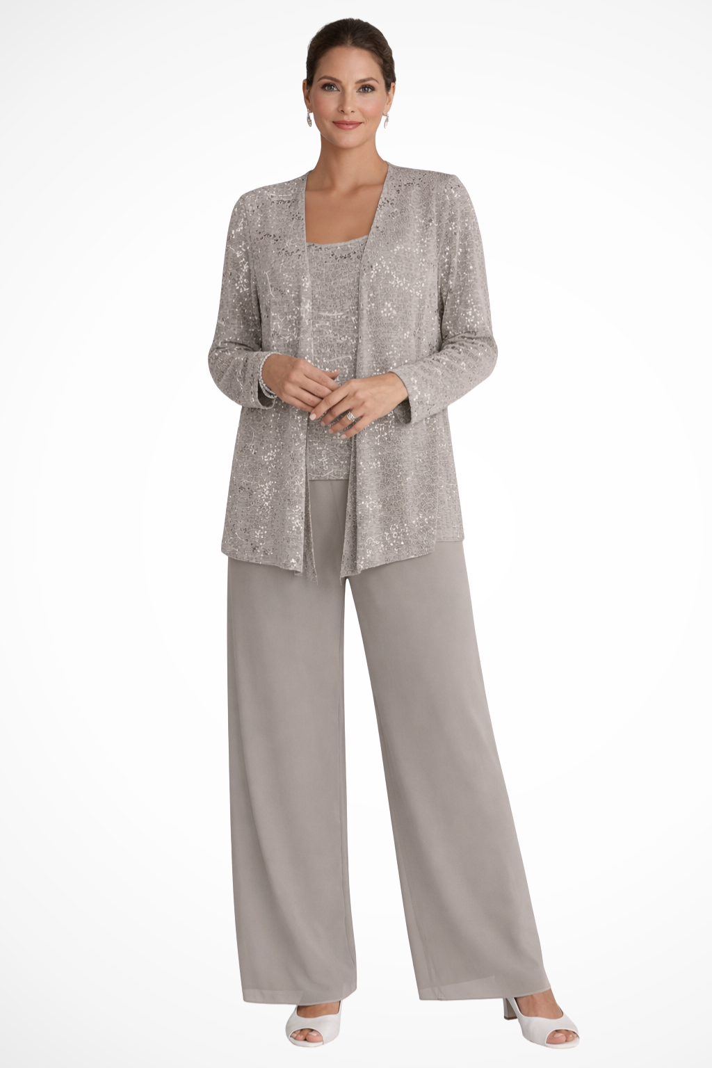 Three-Piece Wide-Leg Trouser Set for Women