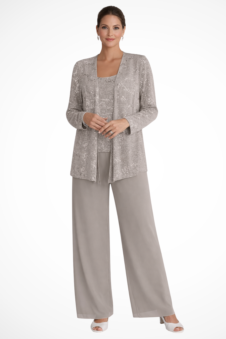 Three-Piece Wide-Leg Trouser Set for Women
