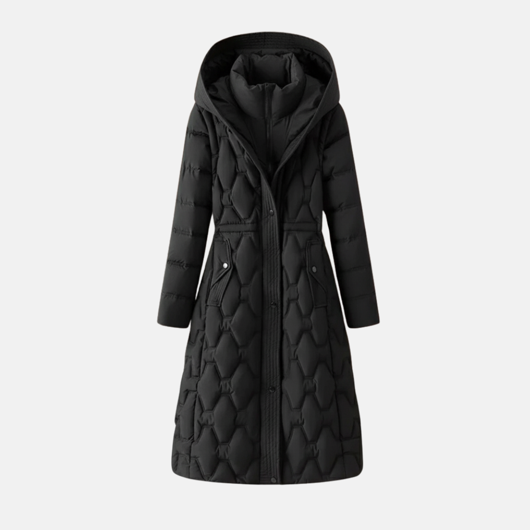 Quilted Hooded Long Coat for Women