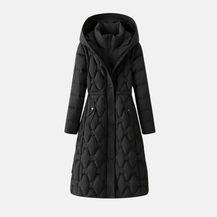 Quilted Hooded Long Coat for Women