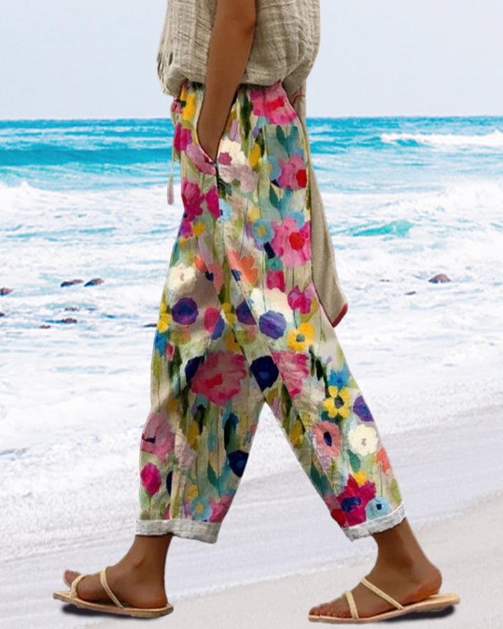 Floral Print Casual Trousers for Women