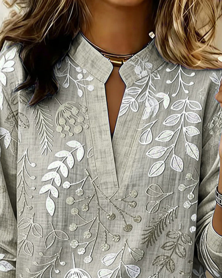 Floral Print V-Neck Blouse for Women