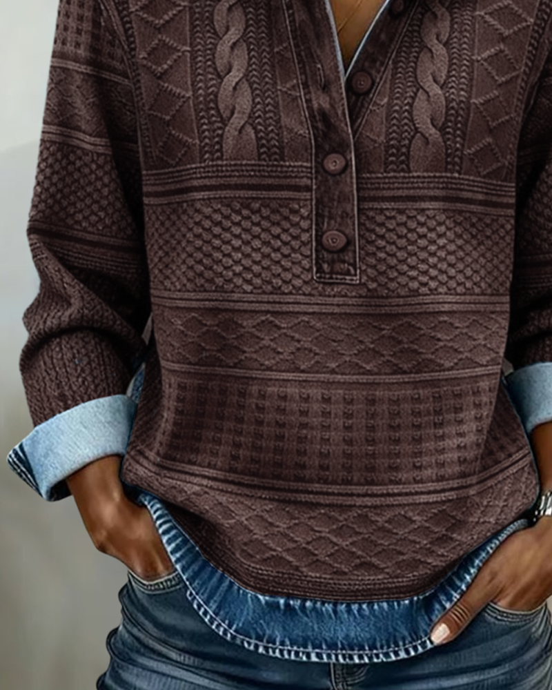 Button-Up Cable Knit Sweater for Women