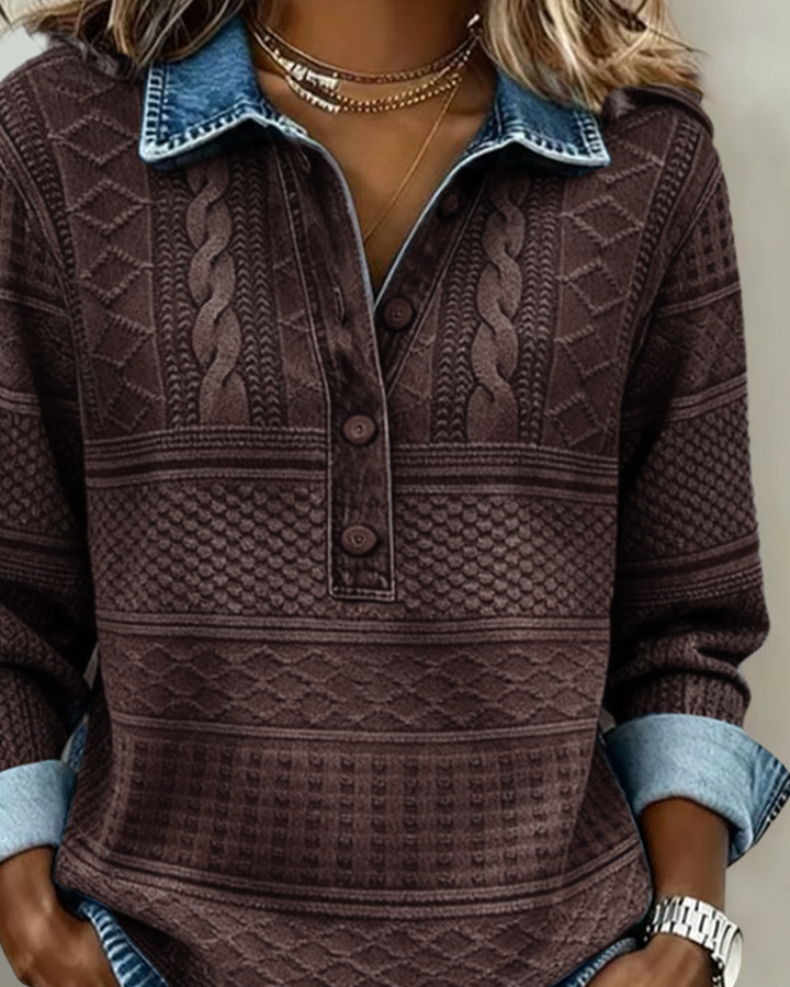 Button-Up Cable Knit Sweater for Women