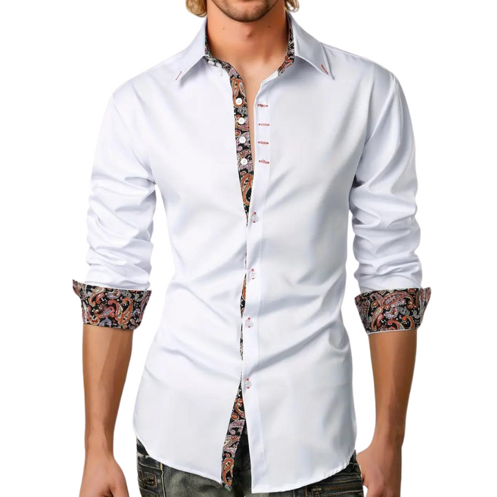 Paisley Print Button-Up Shirt for Men