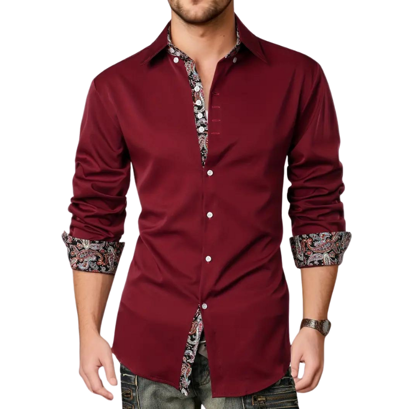 Paisley Print Button-Up Shirt for Men