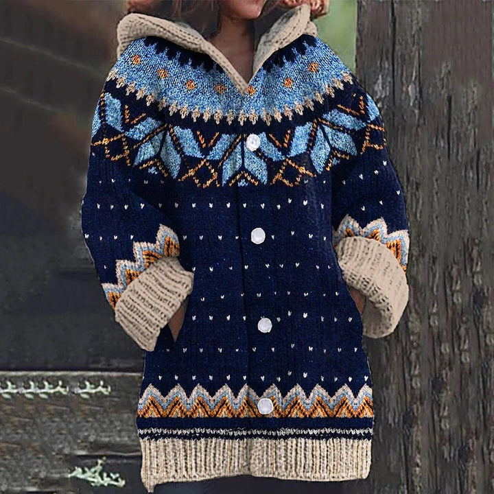 Nordic Hooded Knit Cardigan for Women