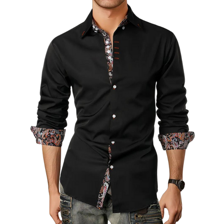Paisley Print Button-Up Shirt for Men