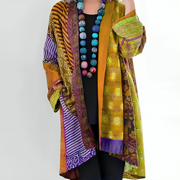 Patchwork Open Front Cardigan for Women