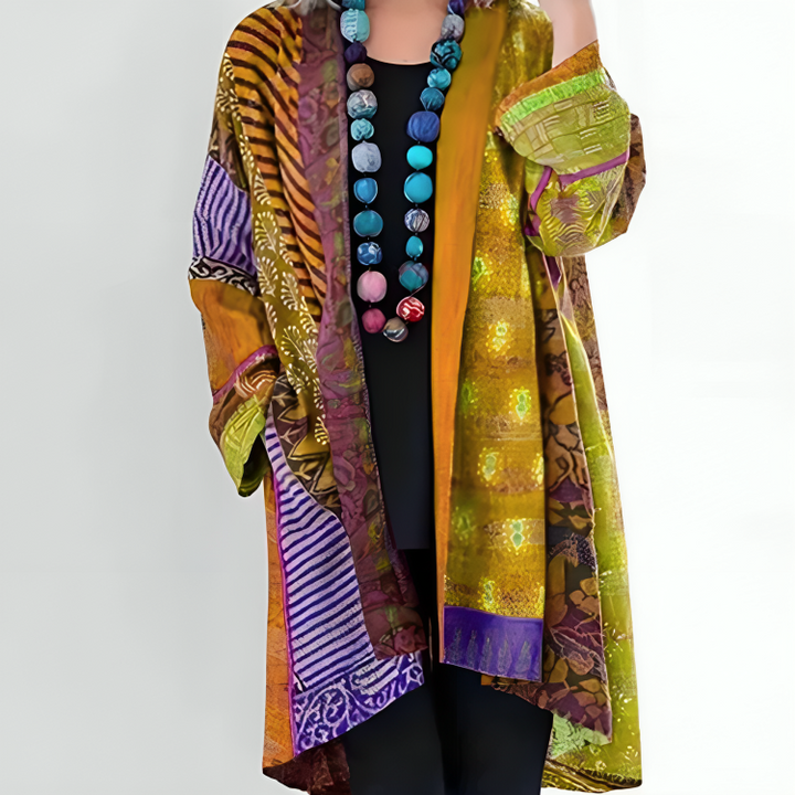 Patchwork Open Front Cardigan for Women
