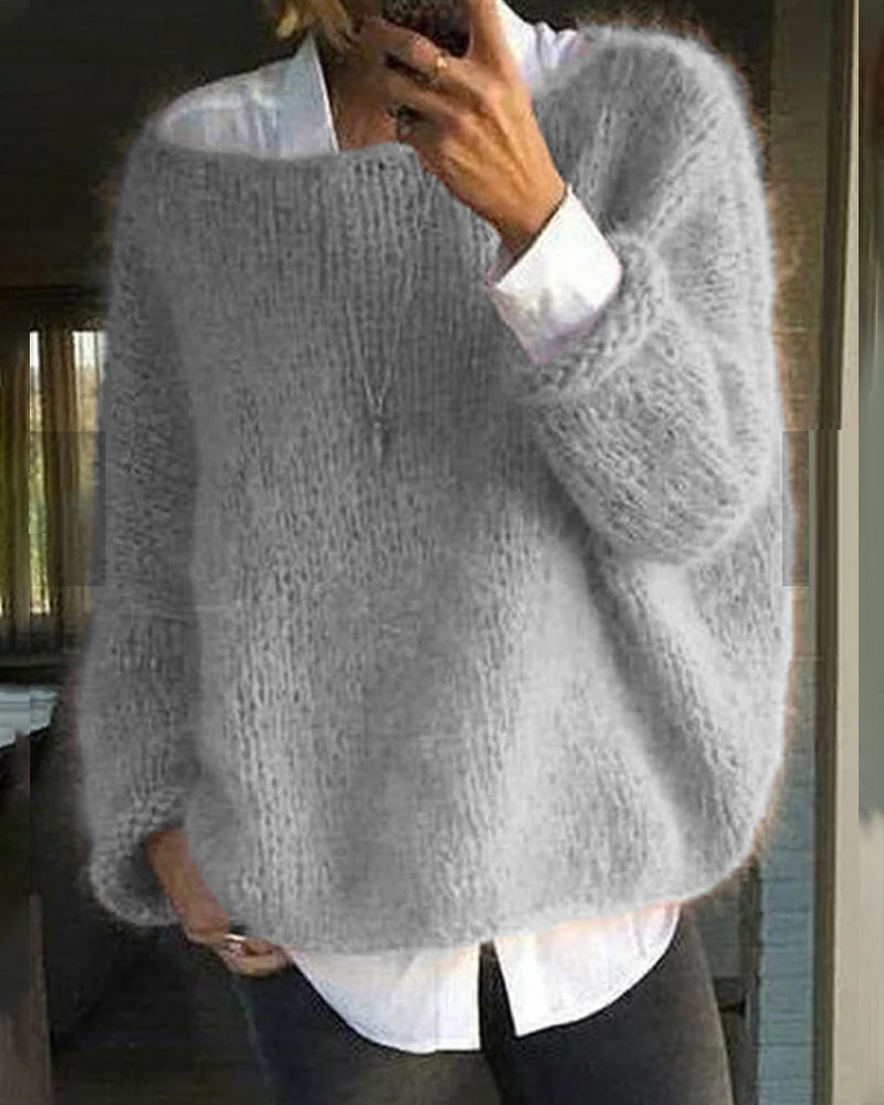Oversized Fuzzy Knit Sweater for Women