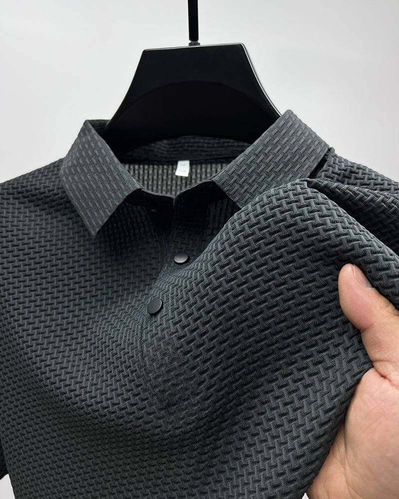Textured Short Sleeve Polo Shirt for Men