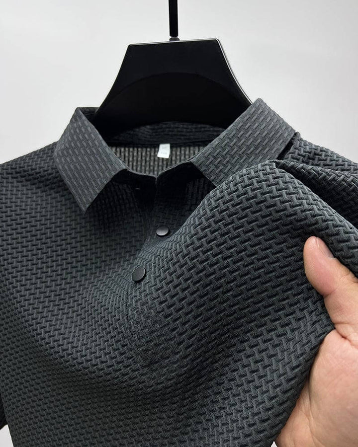 Textured Short Sleeve Polo Shirt for Men