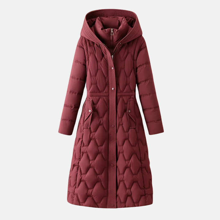 Quilted Hooded Long Coat for Women