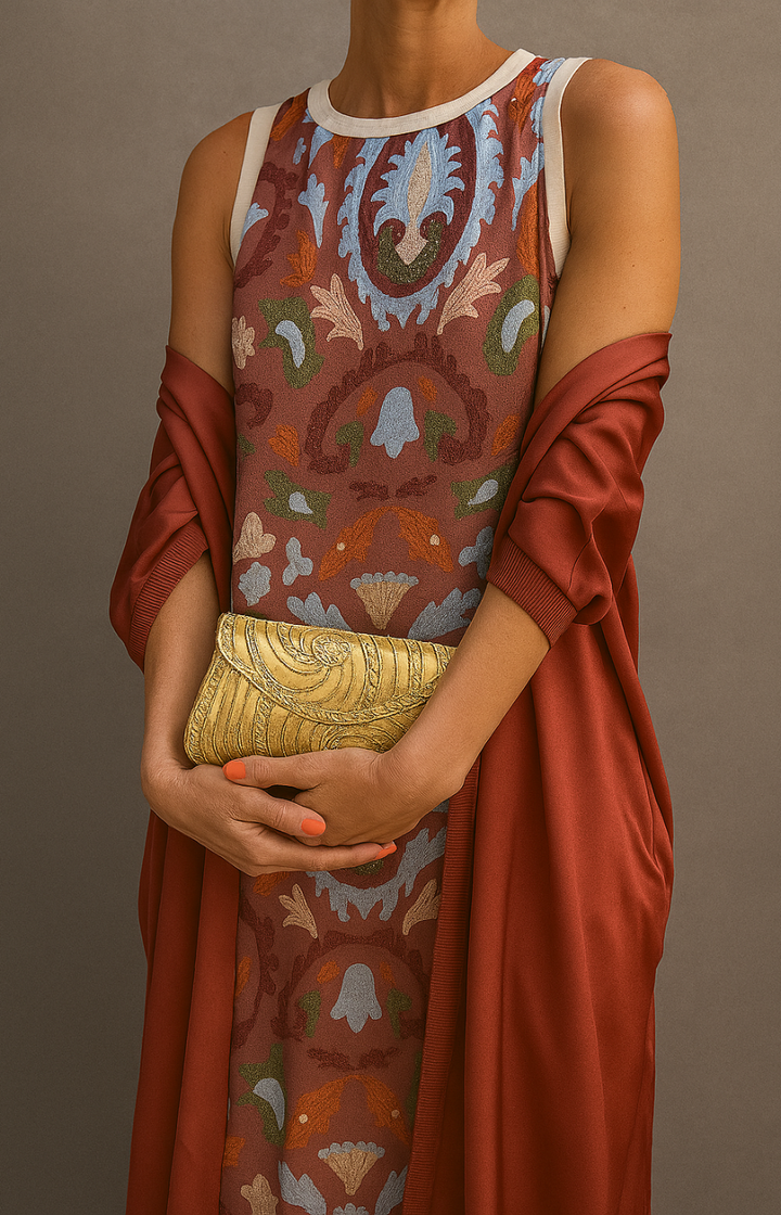 2-Piece Printed Maxi Dress and Cardigan Set for Women