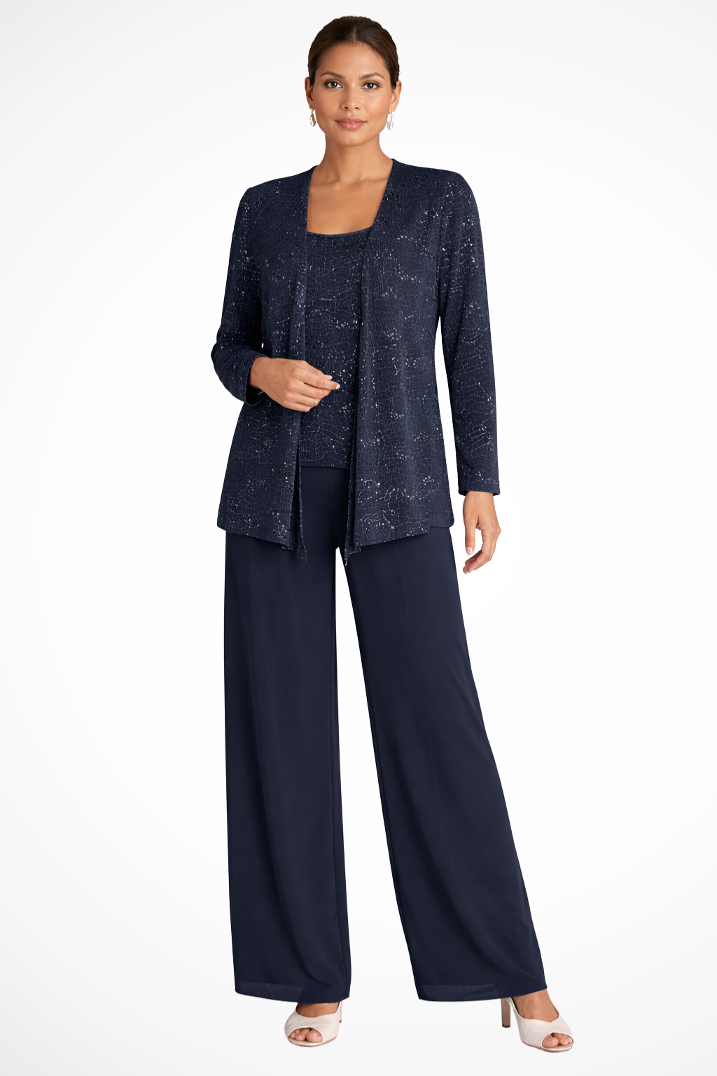 Three-Piece Wide-Leg Trouser Set for Women