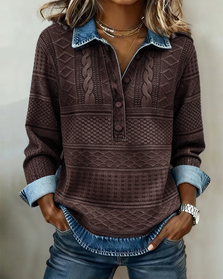 Button-Up Cable Knit Sweater for Women