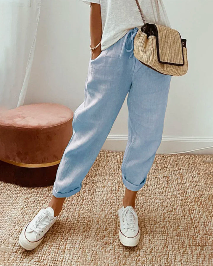 Breathable Cotton Straight Pants for Women
