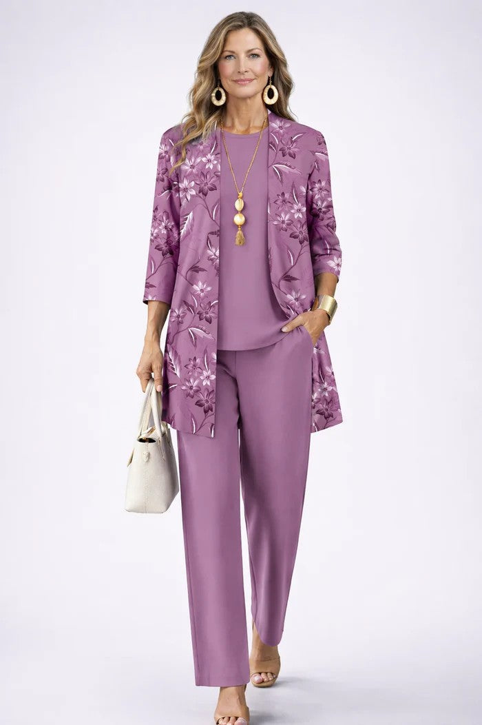 3-Piece Jacket Tunic and Trouser Set for Women